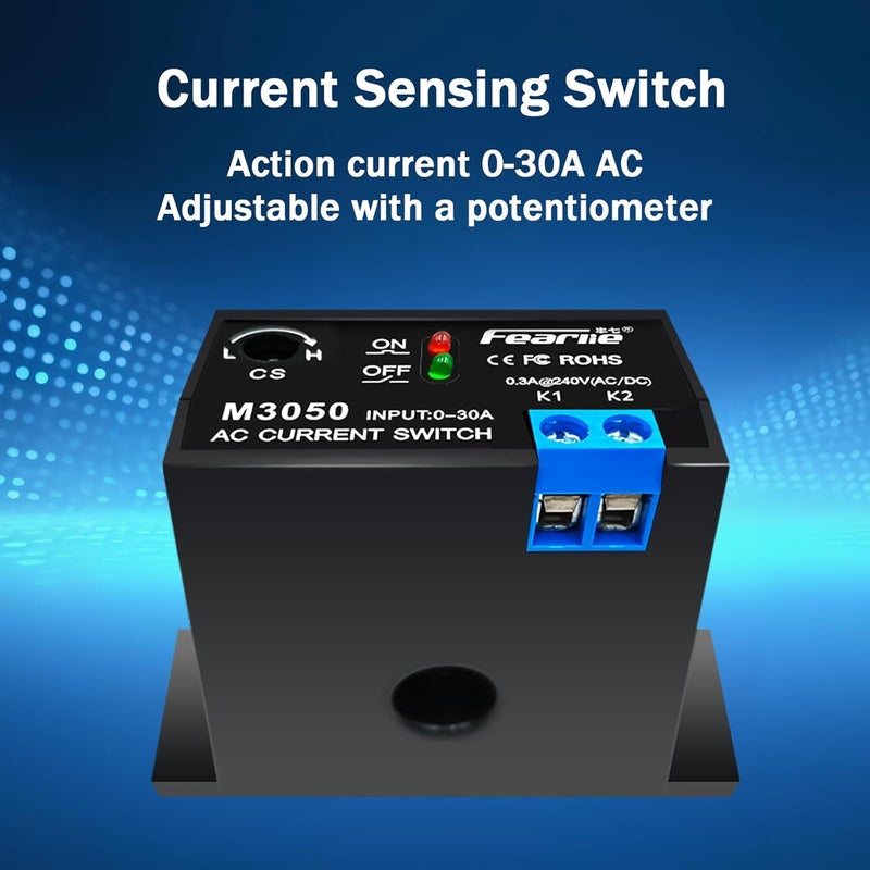 nodehawk Current Sensing Relay AC Current Sensing Switch 0-30A Normally Open Current Sensor Monitoring Relay (M3050) - Image 5